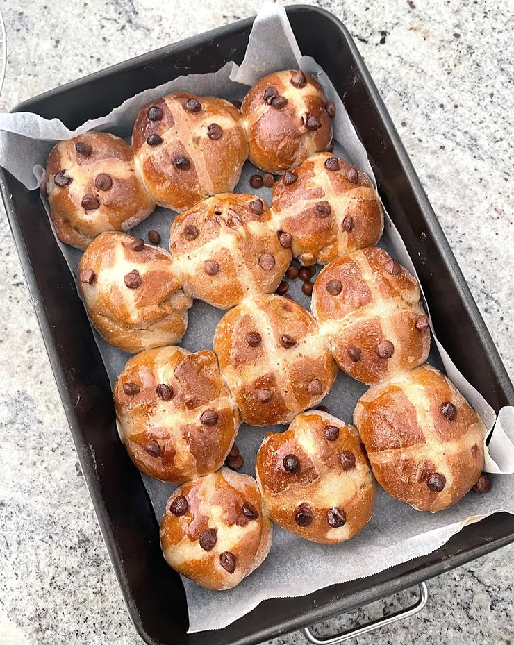 Banana Choc Hot Cross Buns