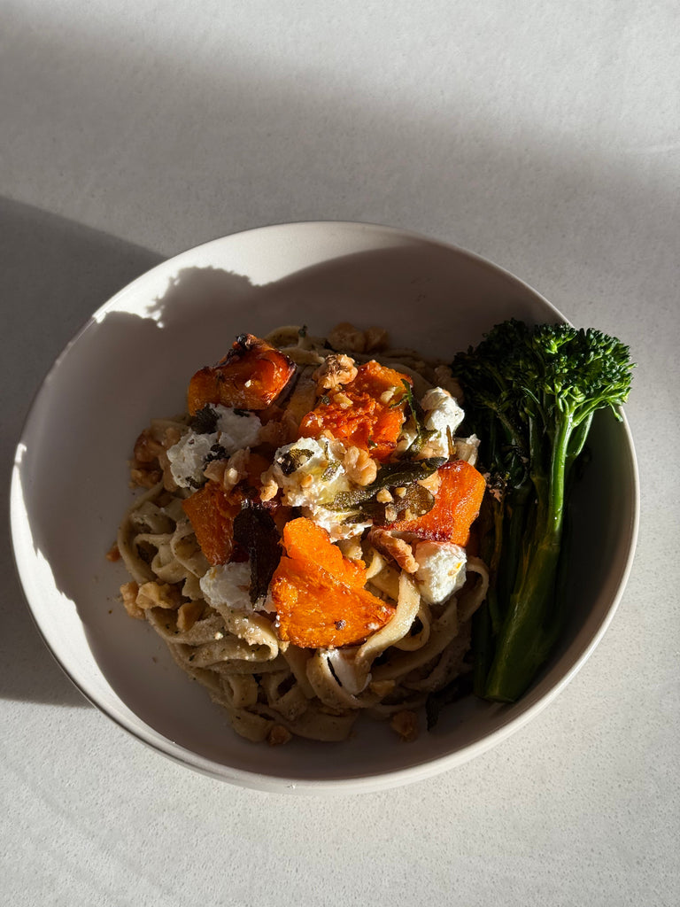 Fettuccine with Pumpkin, Feta and Walnuts