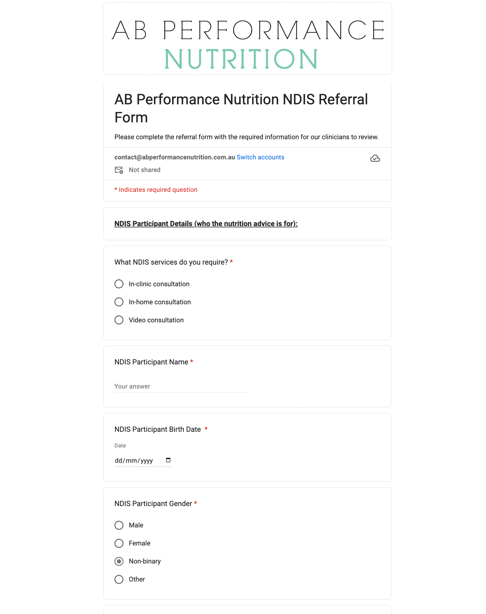 NDIS – AB Performance Nutrition